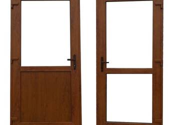 Drzwi zewnętrzne sklepowe PCV 100x210 złoty dąb wejściowe