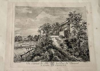 Antyczny miedzioryt XVIII w 1771 Duc de Choiseul rycina grafika pejzaż