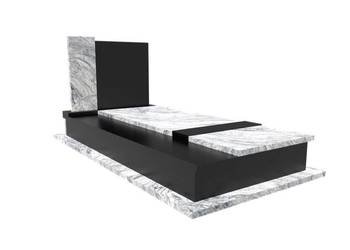 Nagrobek Granitowy 250 × 120 cm Premium Czarno Biały na Grobowiec / Piwnic…