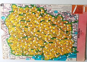 Stara mapa Polski z odległosciami ciekawa