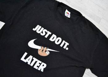 Czarna koszulka Just do it later leniwiec logo nike M