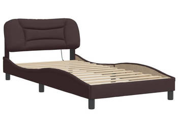 Rama łóżka z oświetleniem LED ciemny brąz tkanina 100x200 cm WM-3213686
