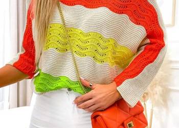 Sweter ażurowy paski rozm 40-42