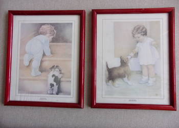 Bardzo ładne 2 starych litografie Bessie Pease Gutmann - USA
