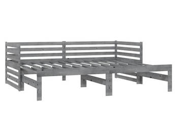 Łóżko wysuwane 2 x (90x200) cm szare lite drewno sosnowe WM-3083671
