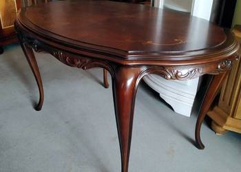 Duża ława stolik intarsjowana piękna po renowacji