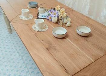 Stół rozkładany drewniany 100×210/290 duży prowansalski beżowy DOWÓZ