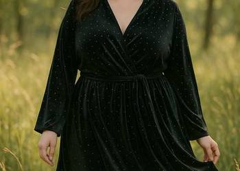 Sukienka czarna welurowa w stylu boho biust 126cm