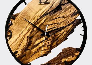 Unikatowe Zegary ścienne z Drewna oliwnego w stylu Loft (50cm)