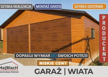 ZŁOTY DĄB/Profil /Garaż Blaszany/Brama ORZECH /Dwuspadowy  – Maj-BlacH