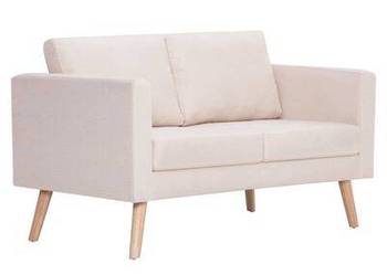 vidaXL Sofa 2-osobowa, materiałowa, kremowa(sku281351)