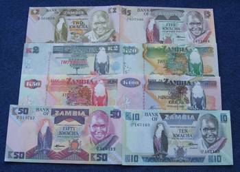 ZAMBIA Kolekcjonerskie Banknoty Zestaw - 8 sztuk UNC
