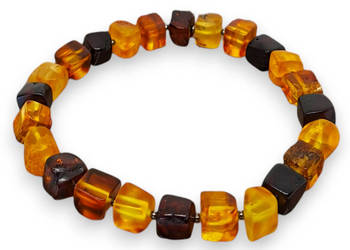 Bransoletka z bursztynu, BURSZTYN bałtycki kostka nieregularna #849