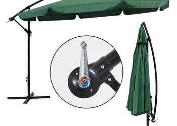 Parasol ogrodowy duży na wysięgniku składany 3,5 m zielony MultiGarden