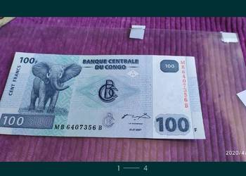 Banknot 100 franków Kongo Słoń na szczęście