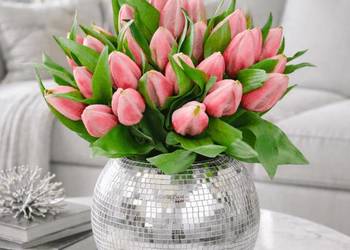 Tulipany silikonowe różowe| realistyczny wygląd | 27 cm bukiet | 7 szt.