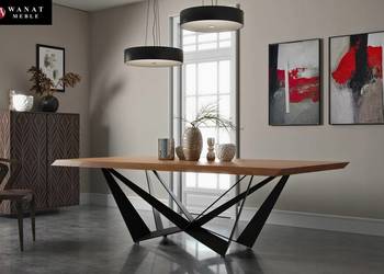 Stół noga metalowa + Lite drewno dębowe loft