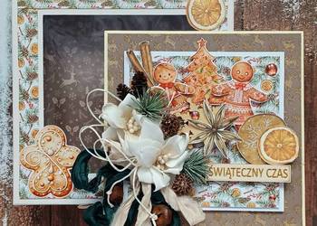 Święta, kartka hand made, świąteczna, z pudełkiem