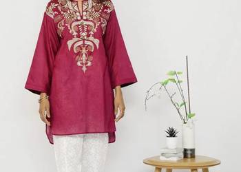 Nowa tunika indyjska kurti kameez bawełna fiolet hippie boho