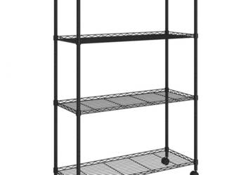4-poziomowy regał na kółkach 90x35x142 cm czarny 200 kg WM-324628