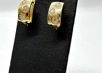Nowe złote kolczyki pr 585 1,76g Cyrkonie, Angielskie