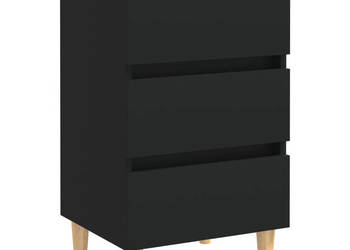 Szafka nocna z drewnianymi nóżkami czarna 40x35x69 cm WM-805889
