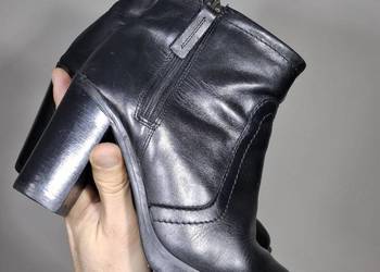 Botki 37 damskie czarne skórzane