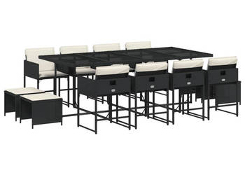 13-cz. zestaw mebli do ogrodu poduszki czarny rattan PE WM-3211338
