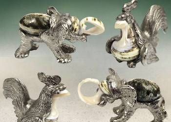 WYPRZEDAŻ Słoń i Kogut metal i muszla rzemiosło artystyczne lata 70 te