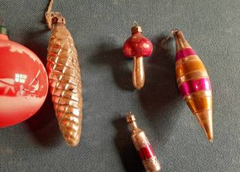 Stare bombki choinkowe 5 sztuk grzybek szyszka sopel PRL retro vintage