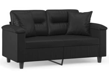 2-osobowa sofa z poduszkami czarna 120 cm sztuczna skóra WM-3200983