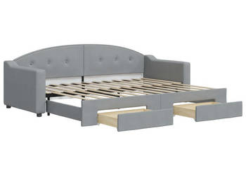 Sofa rozsuwana z szufladami jasnoszara tkanina 80x200 cm WM-3197561