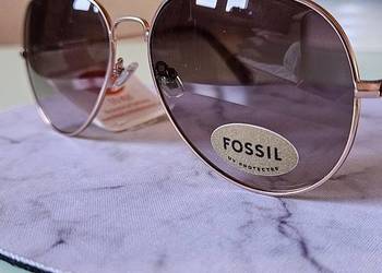 Okulary przeciwsłoneczne aviator pilotki Fossil X82844 różowe złoto.