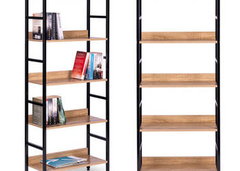 Regał loftowy wysoki 5 półek metal MDF ModernHome