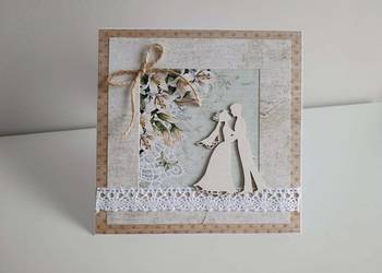 Kartka ręcznie robiona na Ślub handmade 3