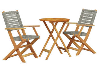 3-cz. zestaw mebli bistro szary rattan PE i drewno WM-3281791