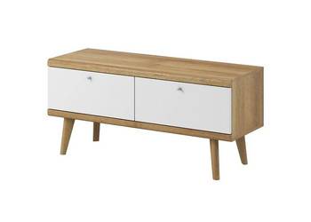 Rtv Primo - styl skandynawski 107 cm - biały mat / dąb riviera
