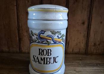 Ceramiczny malowany pojemnik apteczny.