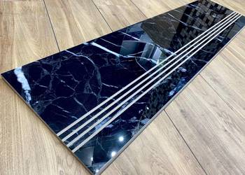 Schody z marmuru,czarna płytka schodowa 120x30 WYSOKI POŁYSK