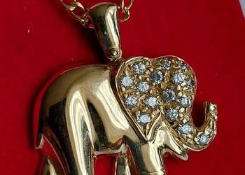 Zawieszka Słonik Żółte Złoto pr. 585 (14k) i Diamenty, Wisio