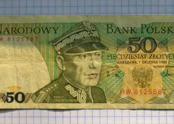 BANKNOT - 50 ZŁOTYCH 1988 ROK - ( SERIA : HW 8125587 )