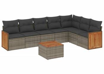 vidaXL 8-cz. zestaw mebli ogrodowych z poduszkami, szary（SKU:3260121）