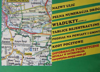 Województwo Świętokrzyskie. Mapa administracyjno - drogowa.