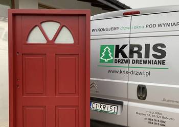 Drzwi zewnętrzne drewniane ANGIESKIE CZERWONE 3001 NA WYMIAR