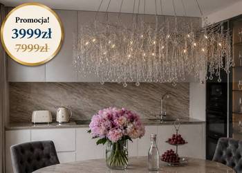 Żyrandol glamour srebrny nowoczesny do salonu