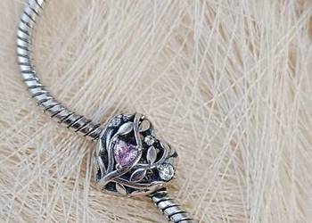 Charms serce ażurowe cyrkonie srebro 925