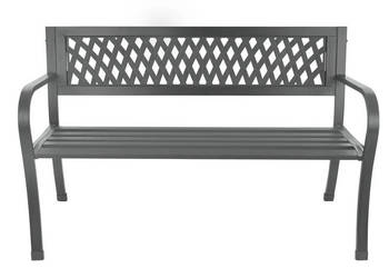 Ażurowa ławka ogrodowa z oparciem parkowa na taras balkon metalowa konstru…