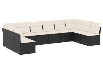 10-cz. zestaw wypoczynkowy do ogrodu poduszki czarny rattan PE WM-3249925