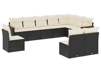 10-cz. zestaw wypoczynkowy do ogrodu poduszki czarny rattan PE WM-3226070