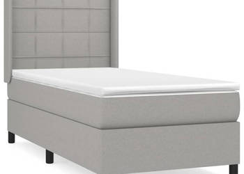 Łóżko kontynentalne z materacem jasnoszare tkanina 90x200 cm WM-3131401